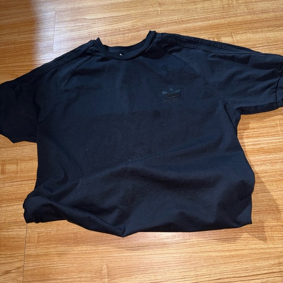 adidas Black Monochromatic 3-Stripes Trefoil Logo T-Shirt L - Picture 3 of 14